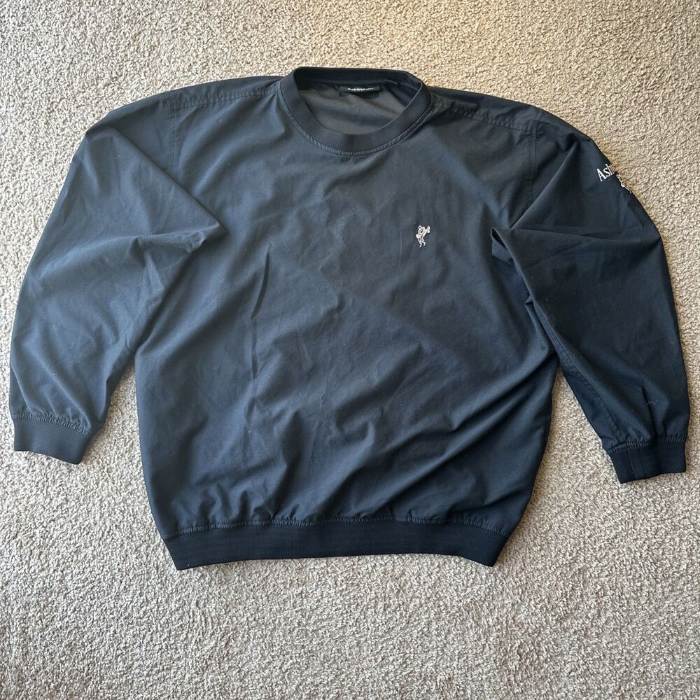 Ashworth Long Sleeve Golf Pullover Black Crew Neck Windbreaker M Black